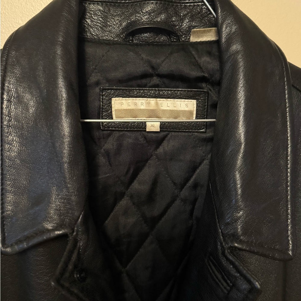 Perry Ellis Black Leather Jacket - Picture 2 of 8